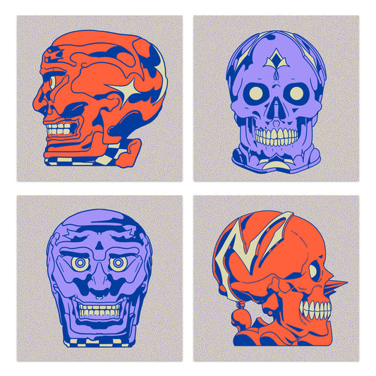 SS - SKULLS - JAP-IZT ( SILKSCREEN 4 PIECES ) (PURPLE-RED)